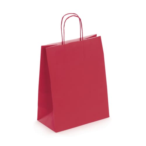 Papier-Tragetasche rot mit gedrehter Papierkordel - 230 x 300 x 120 mm