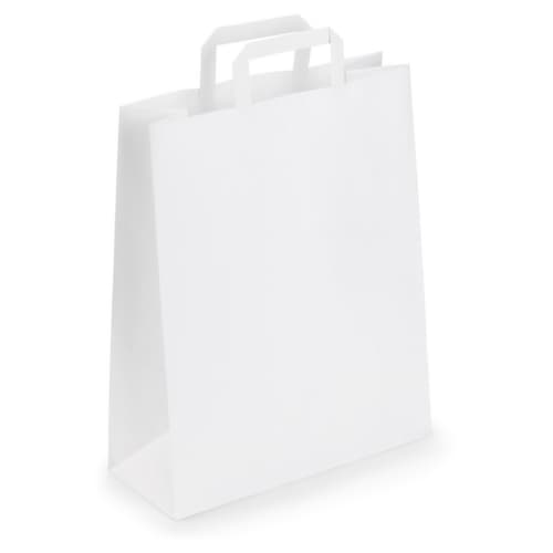 Weiße Papier-Tragetaschen mit Papierhenkel RAJA 260 x 120 350 mm