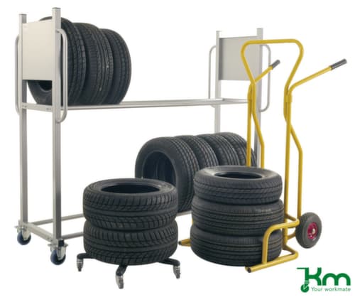 Kongamek Reifenwagen für 16 Reifen, Traglast 300 kg, 2 Etagen