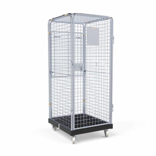Rollbehälter BASICline ADB mit Tür und 3 Gitterwänden, Traglast 500 kg, Länge x Breite 815 x 724 mm