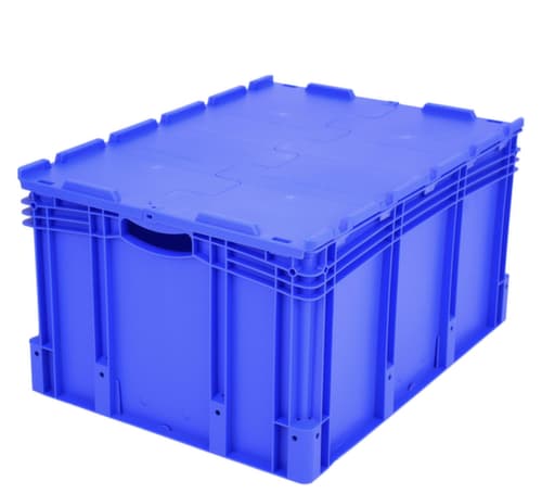 Bac gerbable norme Europe de grand volume, bleu, capacité 170 l, couvercle à charnière