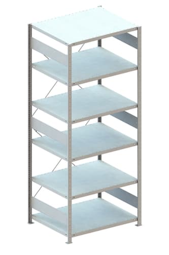 META système d'étagères sans vis CLIP, hauteur x largeur x profondeur 2500 x 1356 x 836 mm, 6 tablettes