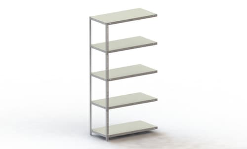 META Rayonnage à boulonner FIX élément suivant, 5 tablettes, avec revêtement en zinc anti-corrosion