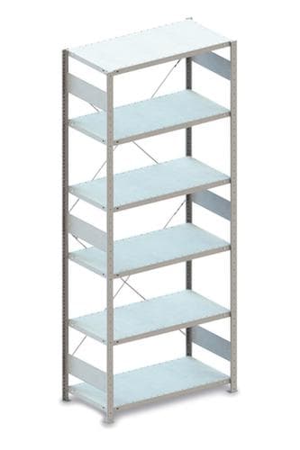 META système d'étagères sans vis CLIP, hauteur x largeur x profondeur 2500 x 806 x 536 mm, 6 tablettes