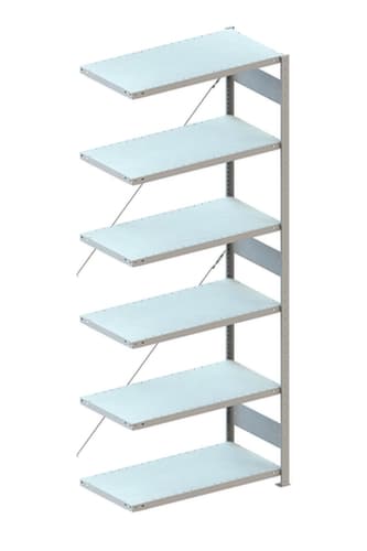 META Panneau d'extension pour le rayonnage sans CLIP vis, hauteur x largeur x profondeur 2500 x 756 x 536 mm, 6 tablettes