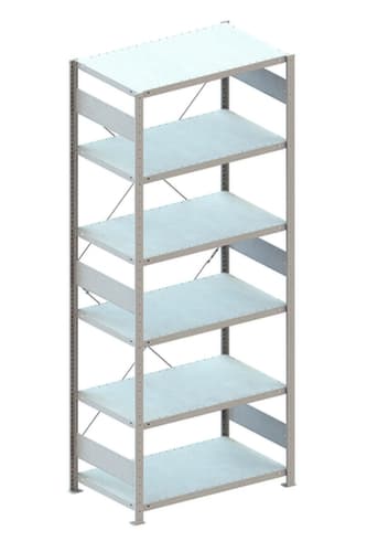 META système d'étagères sans vis CLIP, hauteur x largeur x profondeur 2500 x 1356 x 636 mm, 6 tablettes
