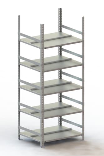 META Etagère à dossiers à visser pour une utilisation des deux côtés, 5 tablettes, RAL7035 gris clair