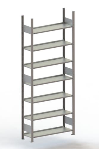 META Rayonnage sans boulons élément de départ avec élingue chaîne, hauteur x largeur x profondeur 2500 x 1056 x 336 mm, 7 tablettes