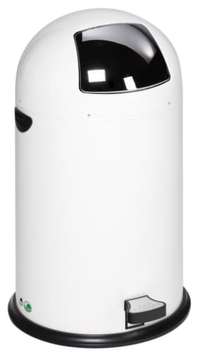 Poubelle à pédale avec couvercle à charnière en acier inoxydable, 40 l, blanc