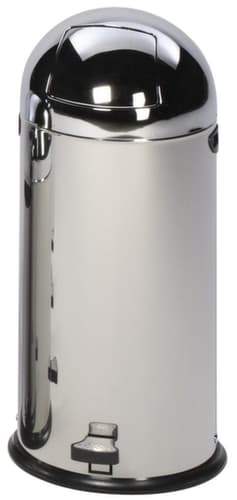 Poubelle à pédale avec couvercle à charnière en acier inoxydable, 33 l