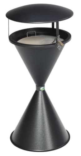 Cendrier sur pied avec toit, argent antique