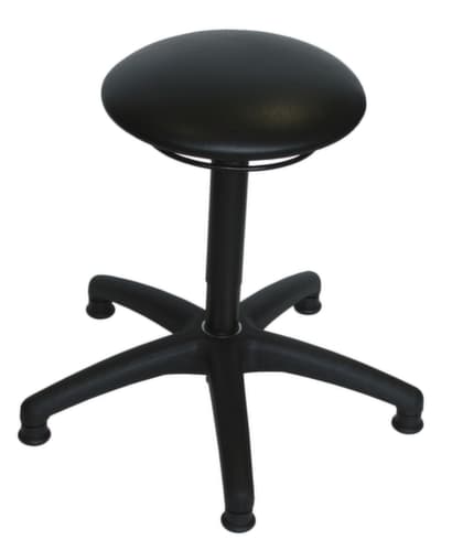 Tabouret pivotant, assise noir, patins