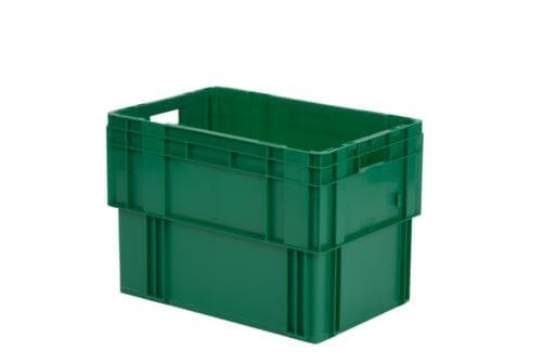 Bacs gerbables emboîtables norme Europe avec fond nervuré, vert, capacité 80 l