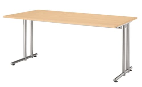 Bureau Terra Nova avec piètement en C, largeur x profondeur 1600 x 800 mm, plaque hêtre