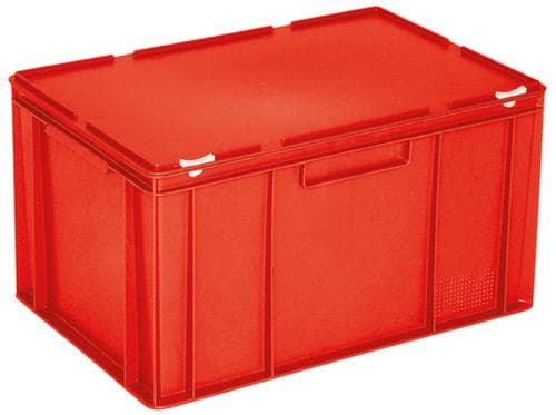 Conteneur Euronom avec couvercle à charnière, rouge, HxLxl 330x600x400 mm