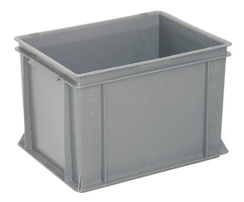 Conteneurs gerbables Euronorm Basic à fond nervuré renforcé, gris, capacité 26 l