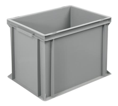 Conteneurs gerbables Euronorm Basic à fond nervuré renforcé, gris, capacité 31 l