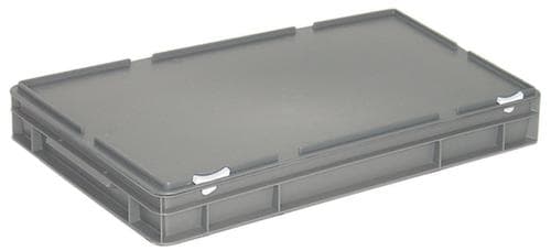 Conteneur Euronom avec couvercle à charnière, gris, HxLxl 90x600x400 mm