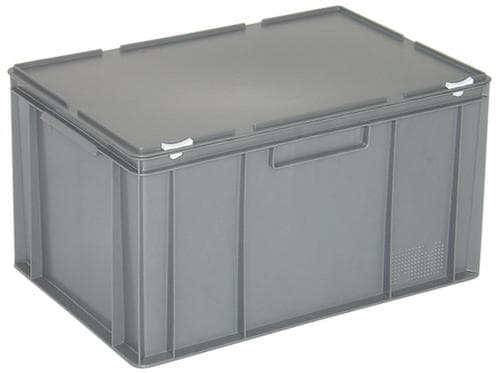 Conteneur Euronom avec couvercle à charnière, gris, HxLxl 330x600x400 mm