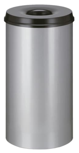 Corbeille à papier autoextinguible en acier, 50 l, alu, partie supérieure noir