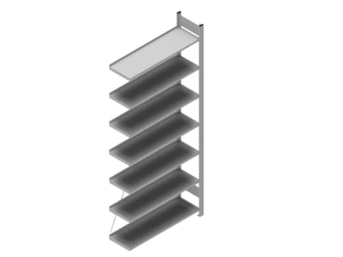 hofe Rayonnage sans boulons pour classeurs élément suivant, 7 tablettes, RAL9006 aluminium blanc