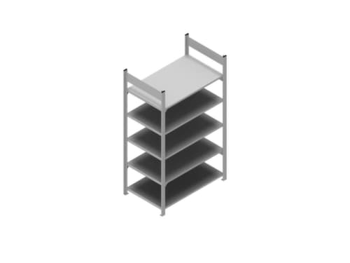 hofe Etagère à dossiers sans vis pour une utilisation des deux côtés, 5 tablettes, RAL9006 aluminium blanc