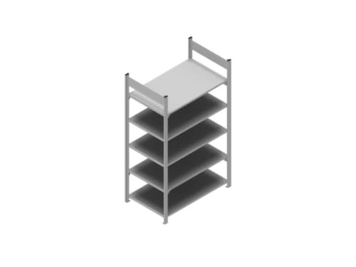 hofe Etagère à dossiers sans vis pour une utilisation des deux côtés, 5 tablettes, RAL9006 aluminium blanc