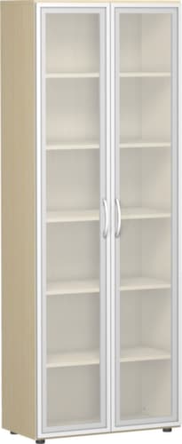 Gera Armoire à portes battantes Milano vitrées, 6 hauteurs des classeurs