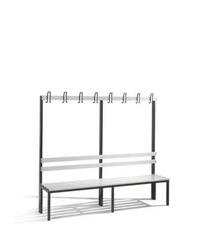 C+P Banc vestiaire gris noir avec crochets et lames PVC