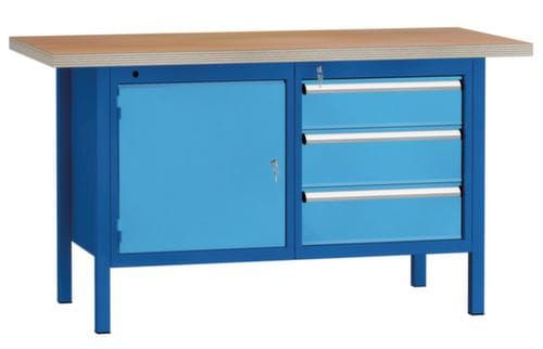 KLW Lutz Établi avec panneau multiplis, 3 tiroirs, 1 armoire