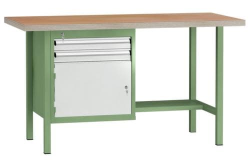 KLW Lutz Établi avec panneau multiplis, 2 tiroirs, 1/2 tablette