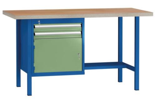 KLW Lutz Établi avec panneau multiplis, 2 tiroirs, 1/2 tablette
