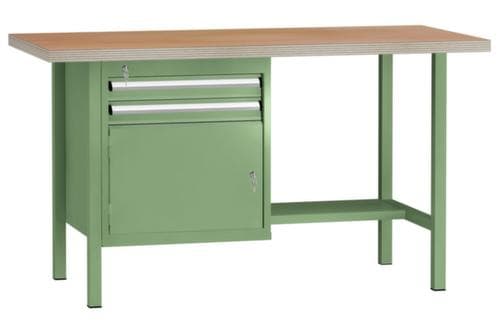 KLW Lutz Établi avec panneau multiplis, 2 tiroirs, 1/2 tablette