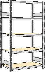 regalwerk Rayonnage sans boulons à plateaux agglomérés avec tablettes, hauteur x largeur x profondeur 2000 x 1341 x 426 mm, 5 tablettes