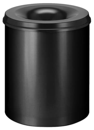 Corbeille à papier autoextinguible en acier, 80 l, noir, partie supérieure noir