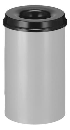 Corbeille à papier autoextinguible en acier, 20 l, alu, partie supérieure noir