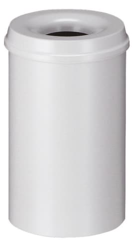 Corbeille à papier autoextinguible en acier, 20 l, gris, partie supérieure gris