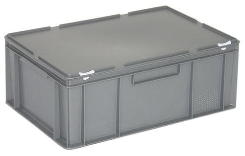 Conteneur Euronom avec couvercle à charnière, gris, HxLxl 295x600x400 mm