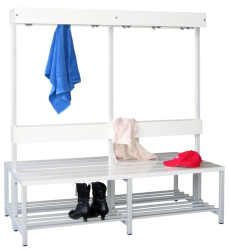 PAVOY Banc de vestiaire Basis RAL7035 avec crochets et bandes en plastique