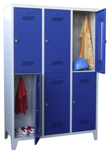 PAVOY Armoire vestiaire à deux niveaux Basis avec 3x2 compartiments, largeur de compartiment 400 mm