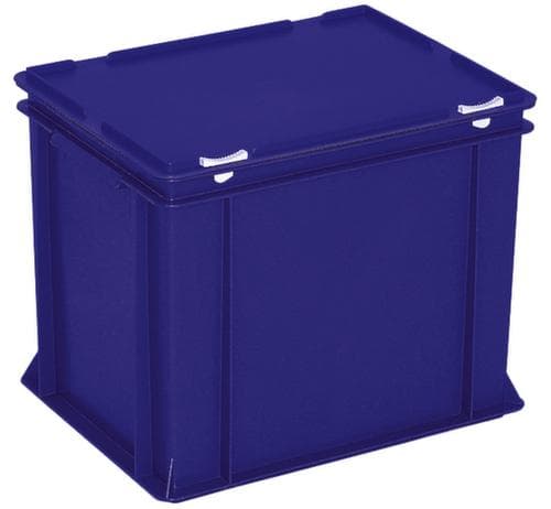 Conteneur Euronom avec couvercle à charnière, bleu, HxLxl 335x400x300 mm