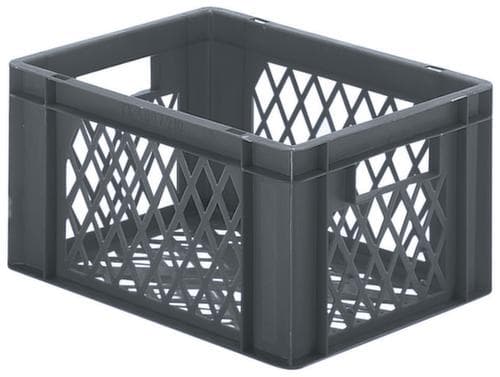 Bac gerbable norme Europe parois + fond ajourés, gris, capacité 19 l
