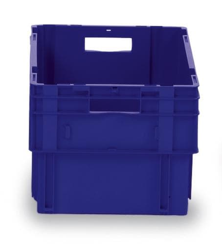 Bacs gerbables emboîtables norme Europe avec fond nervuré, bleu, capacité 60 l