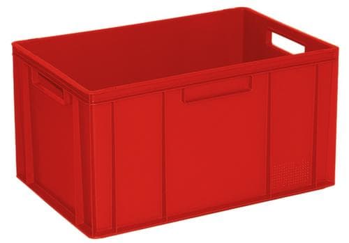 Conteneurs gerbables Euronorm Basic à fond nervuré renforcé, rouge, capacité 63 l