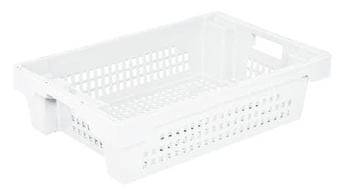 Conteneurs gerbables rotatifs Euronorm Parois + fond perforé, blanc nature, capacité 25 l