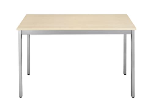Table polyvalente rectangulaire en tube carré, largeur x profondeur 1400 x 800 mm, panneau érable