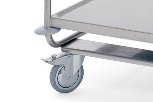 Hupfer Chariot à plateaux en acier inoxydable avec tapis antibruit, force 200 kg, 5 plateaux