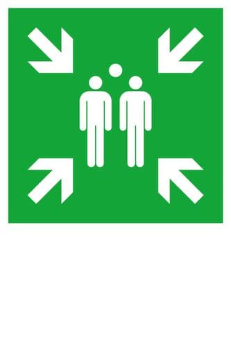 Panneau de sortie de secours SafetyMarking® point de rassemblement, étiquette, à longue postluminescence