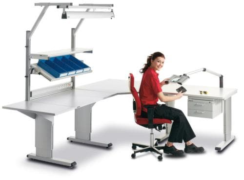 Treston Angle de liaison pour poste de travail, largeur x profondeur 800 x 800 mm, plaque RAL7035 gris clair