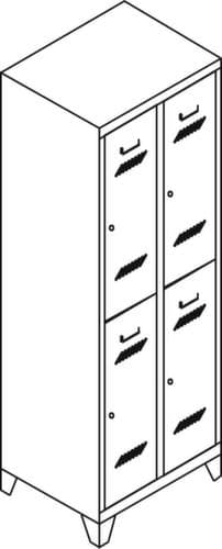 PAVOY Armoire vestiaire à deux niveaux Basis avec 2x2 compartiments, largeur de compartiment 400 mm